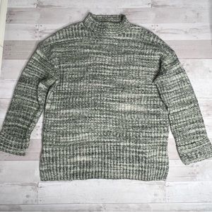 Old Navy Rib Knit Mockneck Tunic Length Sweater Wool Blend in Olive Heather